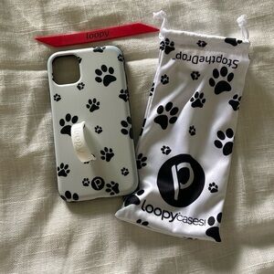 Paw print Loopy phone case with bag and extra loop